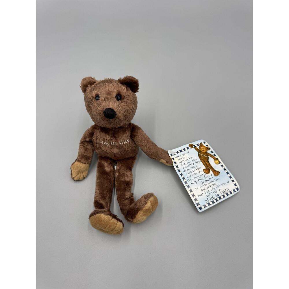 Vintage Abbey Press Hang In There Teddy Bear Plush W/ Card 8” Stuffed Animal